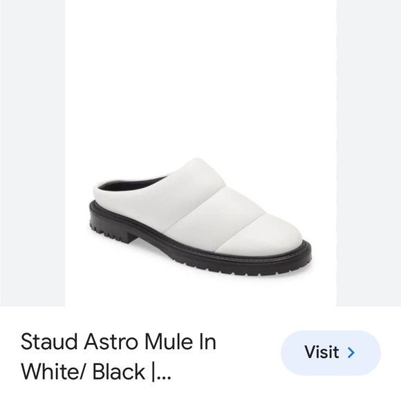 STAUD Astro Womens White Leather Slip On Mules size 37 - Picture 9 of 13